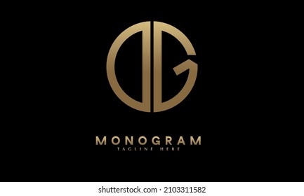 Alphabet OG or GO illustration monogram vector logo template in round shape