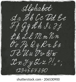 alphabet old black board - vector illustration. eps 10