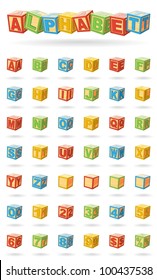 Alphabet on a baby cubes vector. Easy to change colors and rotate blocks.