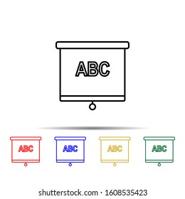 alphabet on the blackboard multi color style icon. Simple thin line, outline vector of school icons for ui and ux, website or mobile application