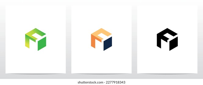 Alphabet On Block Cube Letter Logo Design F