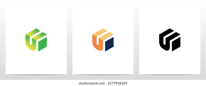 Alphabet On Block Cube Letter Logo Design U