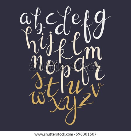 Alphabet on blue background. ABC lowercase vector letters.