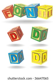 alphabet on a cubes. d.