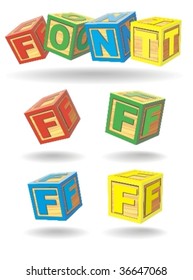 alphabet on a cubes. f.