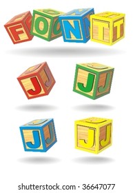 alphabet on a cubes. j.