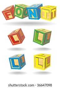 alphabet on a cubes. l.