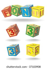 alphabet on a cubes. number 3.