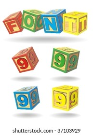 alphabet on a cubes. number 9.