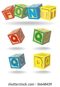 alphabet on a cubes. q.