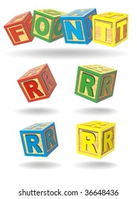 alphabet on a cubes. r.