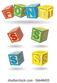 alphabet on a cubes. s.