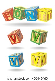 alphabet on a cubes. v.