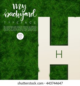 Alphabet On Grass Background : Vector Illustration