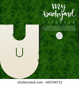 Alphabet On Grass Background : Vector Illustration