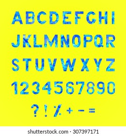 Alphabet on a light background, the figures on a light background