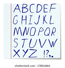 Alphabet on paper