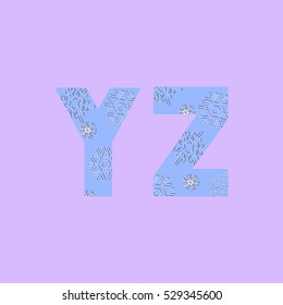 alphabet on a theme of the new year holiday, vector illustration