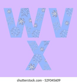 alphabet on a theme of the new year holiday, vector illustration