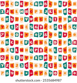 Alphabet on white background different colors font set isolated	
