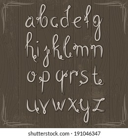 alphabet on wooden background, vector