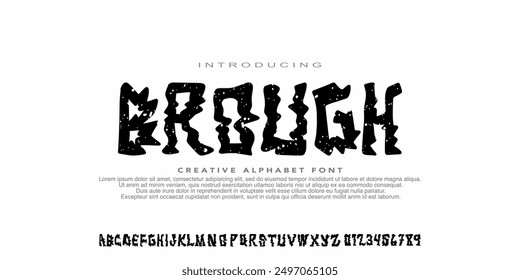 Alphabet original handdrawn font, Grunge rough ,typeface uppercase and number, Font for brand, fashion,music, urban, streetwear. Vector illustration