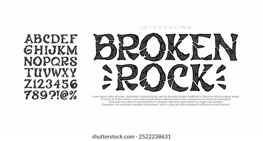 Alphabet Original Handwritten Font, Grunge Style Rock with texture, Design for Music, Art, Movie, Clothing, Fashion, and  Brand. Uppercase,Number,Symbol. Vector Illustration