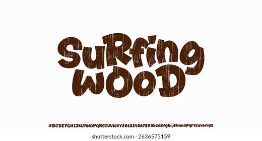 Alphabet Original Handwritten Groovy Art Work Font With Rough Texture, Grunge style, Uppercase,lowercase and Number,Design for urban,movie,film,sport,clothing,band music.Vector illustration