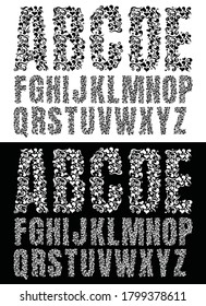 Alphabet ornaments font in vector illustration.Vintage design lettering.