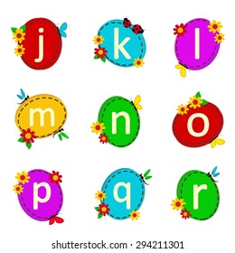 alphabet oval from J to R