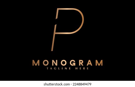 Alphabet P abstract monogram vector logo template