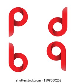 alphabet p b d q red design company logo