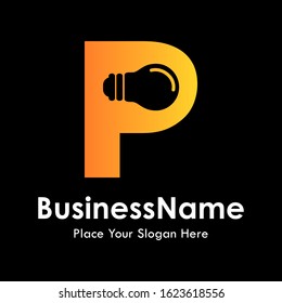 Alphabet P bulb letter vector logo template. suitable for business, education and arts