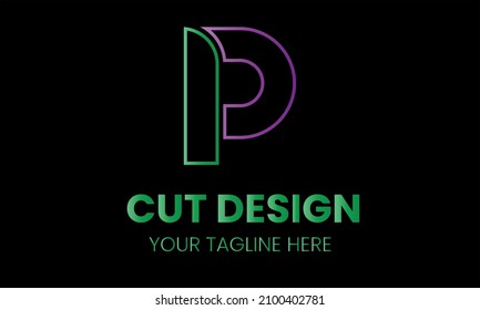 Alphabet p cut shape abstract monogram vector logo template
