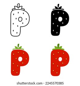 Alphabet P in flat style isolated