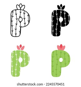Alphabet P in flat style isolated