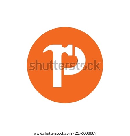 Alphabet P and hammer logo combination, construction and repair logo concept