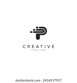 Alphabet P letter modern style line logo element vector.