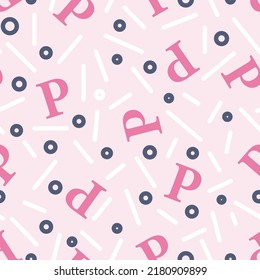 Alphabet P Letter Vector Seamless Pattern