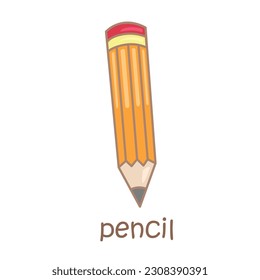 Alphabet P For Pencil Vocabulary School Lesson Illustration Vector Clipart Cartoon
