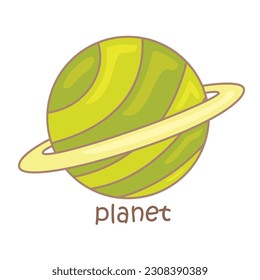 Alphabet P For Planet Vocabulary School Lesson Illustration Vector Clipart Cartoon