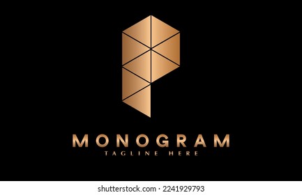 Alfabeto P polígono logotipo monograma abstracto plantilla de logotipo vectorial