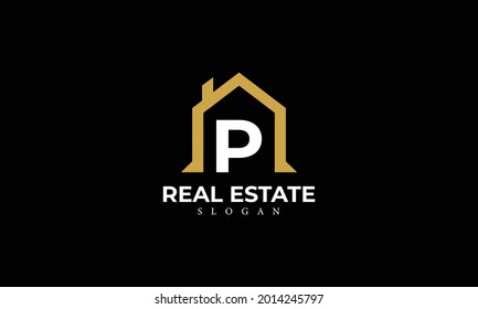 Alphabet P Real Estate Monogram Vector Logo Design, Letter P House Icon Template