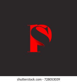 alphabet P and S on black background, abbreviation, industry, company name, consultancy, entity, vector illustration 