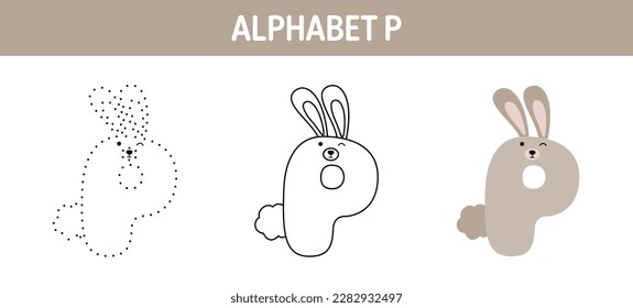 Alphabet P tracing and coloring worksheet for kids