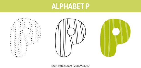 Alphabet P tracing and coloring worksheet for kids