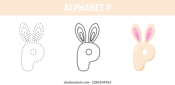 Alphabet P tracing and coloring worksheet for kids
