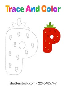 Alphabet P tracing worksheet for kids