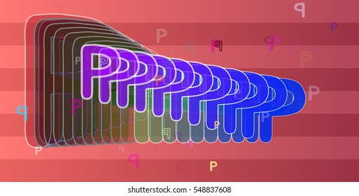 Alphabet P vector background among complex brush, multiple elegance of image