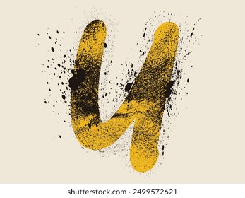 alphabet  paint brush stroke, letter  paint brush stroke, letter U vector brush paint lettering, grunge letter U alphabet symbol design, grunge letter, vector icon of alphabet U with ink stroke